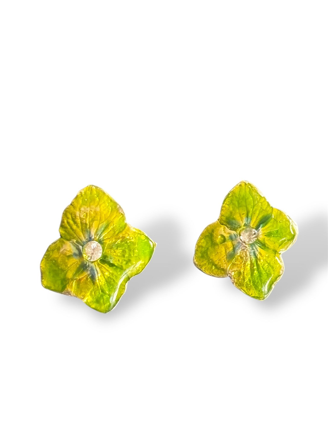 FLEURS VERTES Boucles d’oreilles en argent écologique 