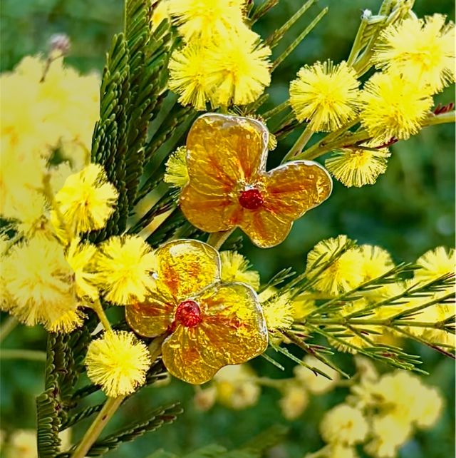 FLEURS JAUNES Boucles d’oreilles en argent écologique  