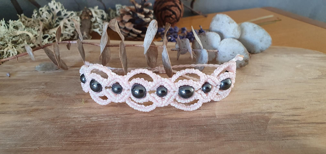 Bracelet hematite rose iridescent 