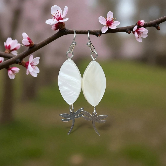 Mother of pearl and dragonfly earrings 