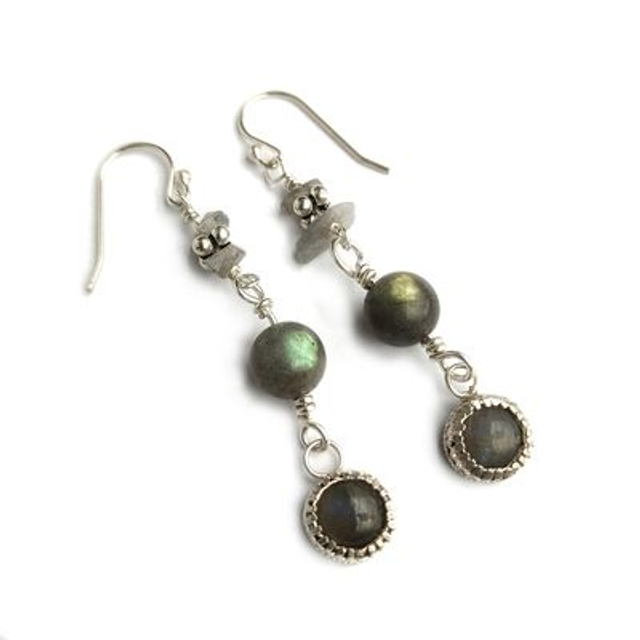 Labradoriet zilveren oorbellen