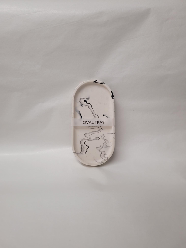 White Marble Jesmonite Oval Tray - JP-023