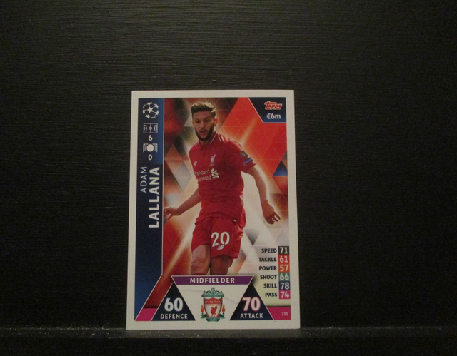 Adam Lallana - UEFA Champions League Match Attax 2018/19 Original Trading Card #211