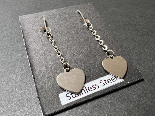 Heart Drop Earrings | Stainless Steel