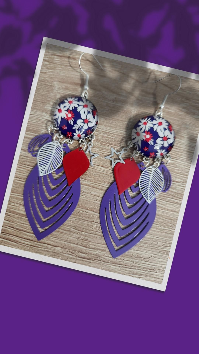 Boucles cabochon fleurs 172