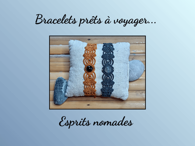 Bracelet macramé Labradorite et Onyx - Intuition et protection 