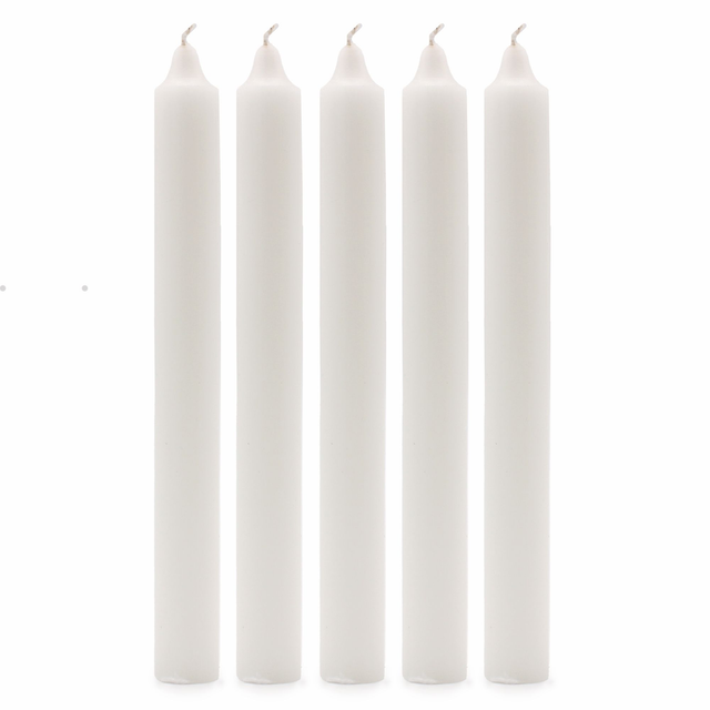 Pack of 5 White Solid Colour Dinner Candles