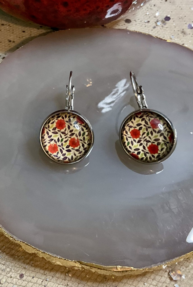 French cabochon earrings. Colourful design