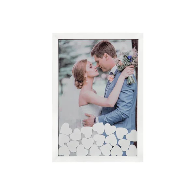 Wooden Guest Frame with heart blocks for Signature
