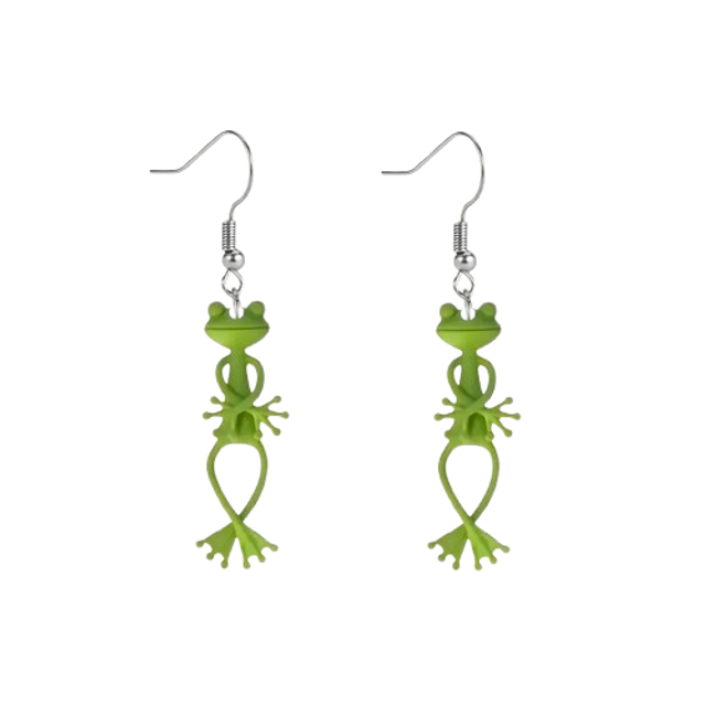 Boucles d’oreilles grenouille 2D pattes allongées