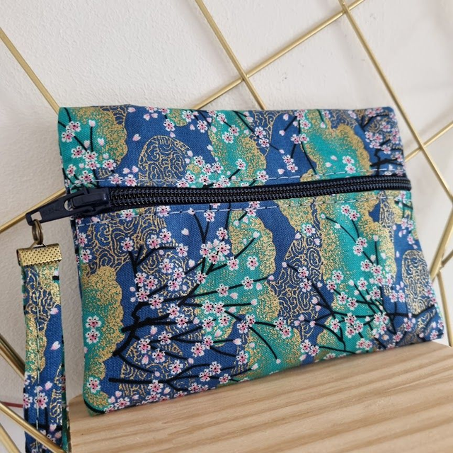 Porte-monnaie zip devant "Akina" turquoise doré