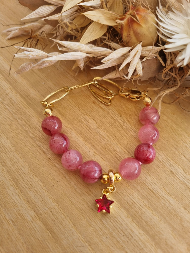 GEMMY by maja - CHUNKY Armband Kirschadern-Chalcedon