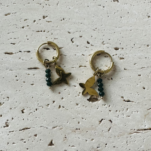 Oorbellen vlinder groen