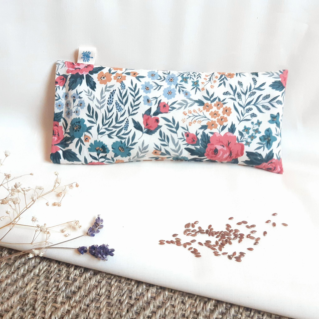 Coussin relaxant pour les yeux aux graines de lin bio &amp; apaisantes / Roses anciennes