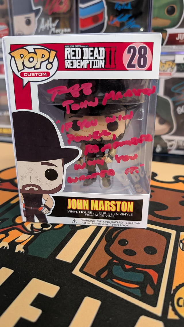 Custom Funko Pop Red Dead Redemption John Marston Signed by Rob Wiethoff with SWAU COA