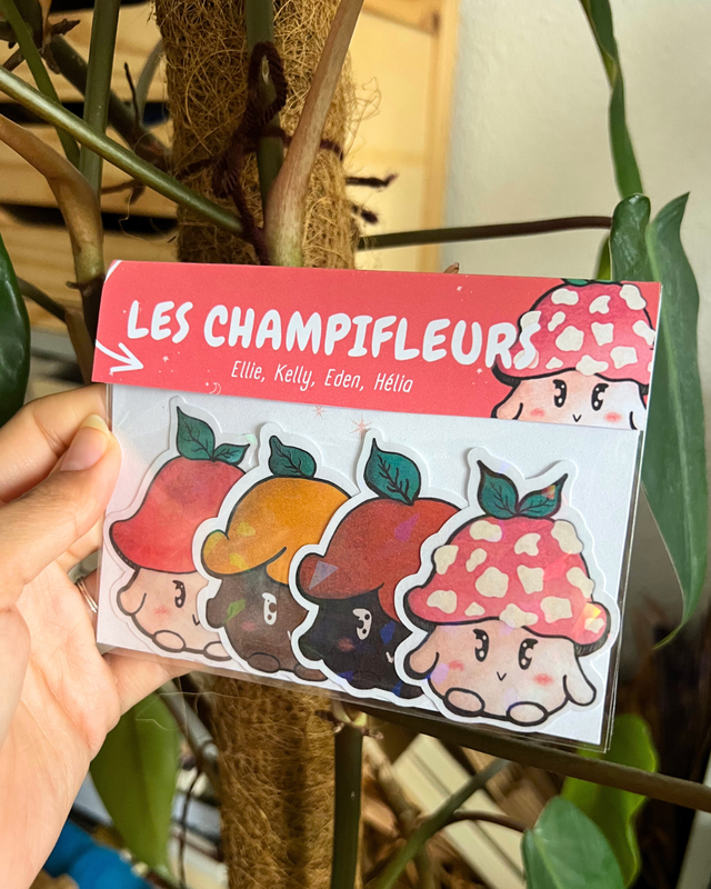 Les champifleurs | Lot de 4 stickers créatures waterproof