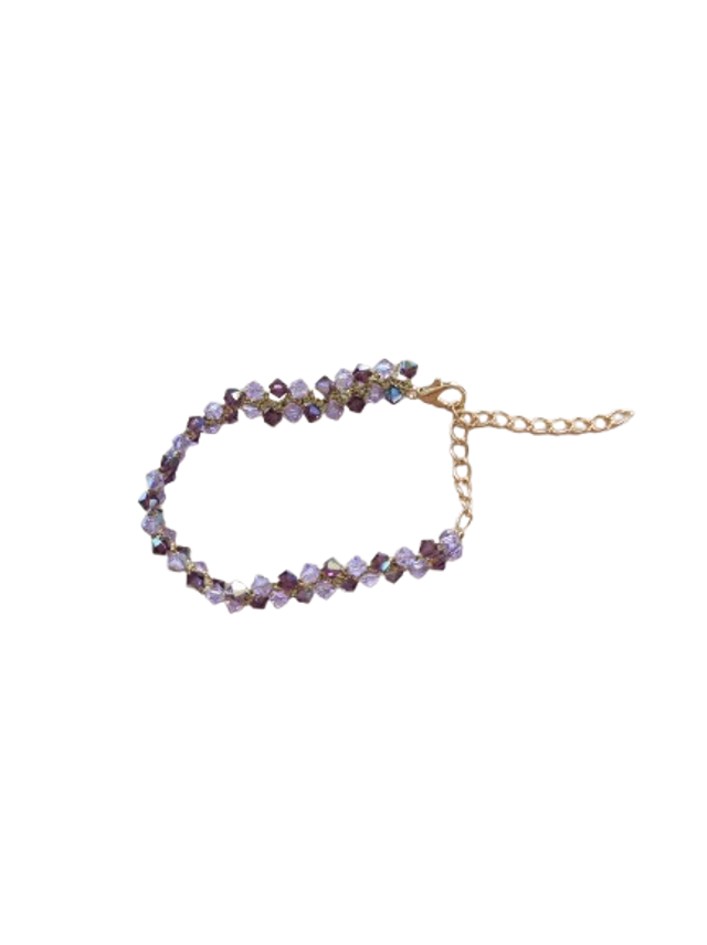 ✨ Bracelet "Rivière de Cristal" Améthyste &amp; Or – Éclat Artisanal