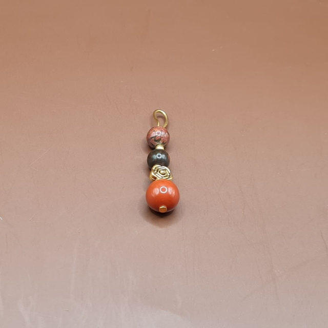 Pendentif Jaspe rouge - obsidienne acajou