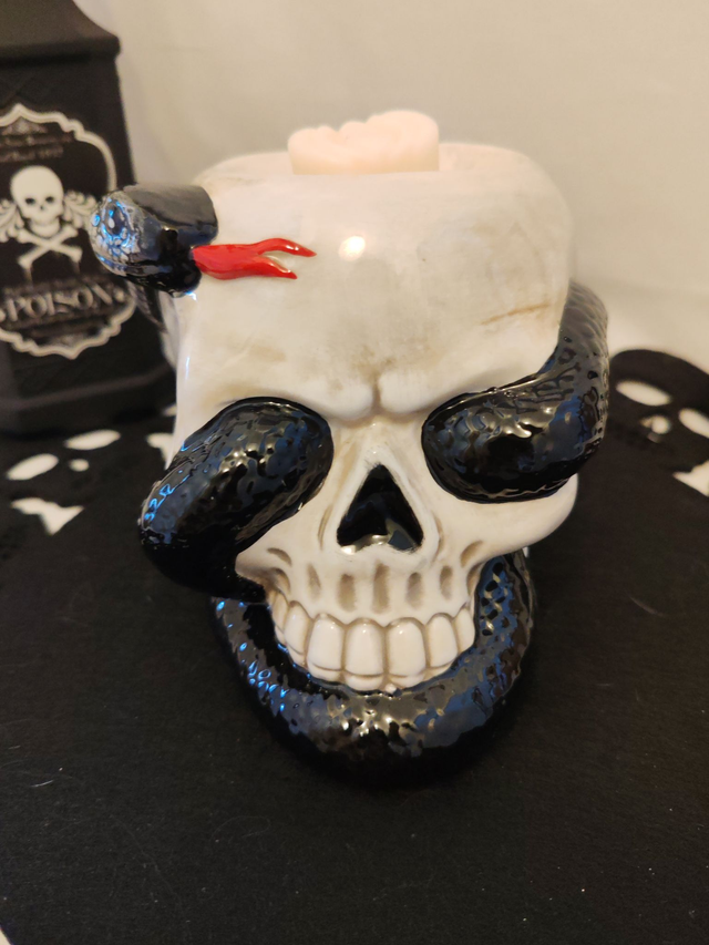 Brûleur à Huile en Céramique - Crâne &amp; Serpent