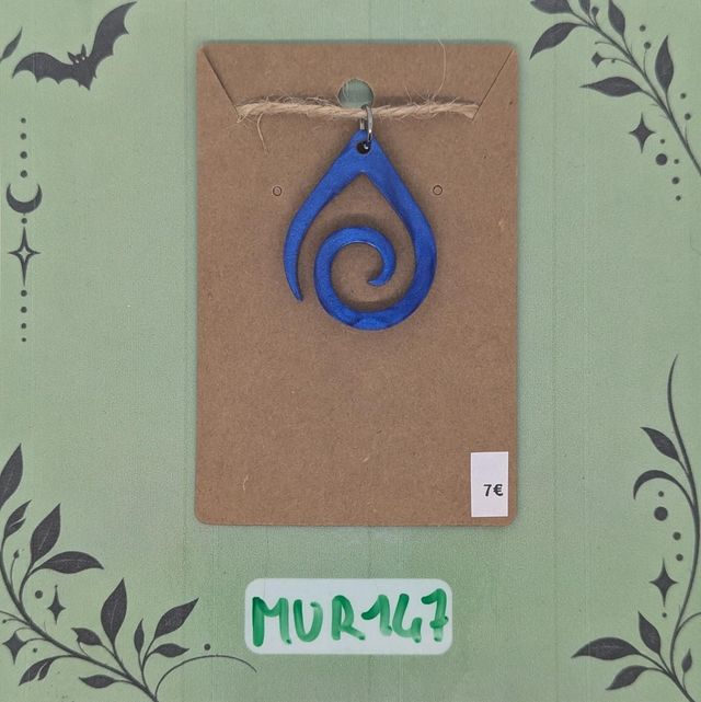 MUR147 Pendentif Goutte avec Spiral Bleue