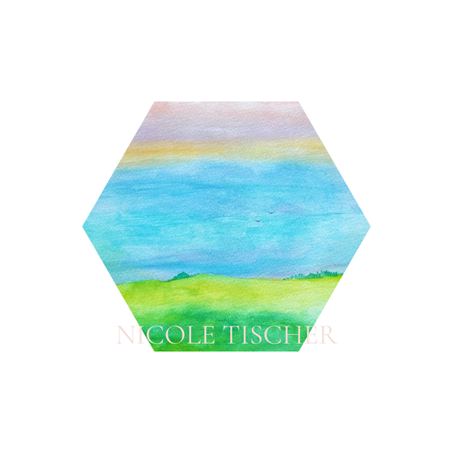 Hexagon mit Kunstdruck "Frühlingsmorgen"