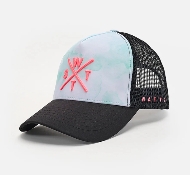 CASQUETTE WATTS TRIBE - VERT CLAIR TIE AND DYE ET ROSE