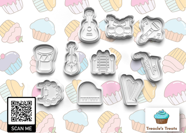 Musical Instruments Fondant/cookie stamps with cutters