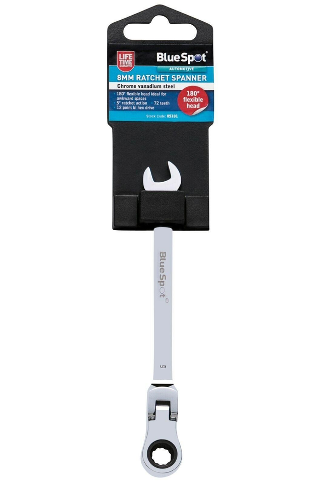 8mm BlueSpot Flexible Head Ratchet Spanner Combination Wrench Metric 8mm