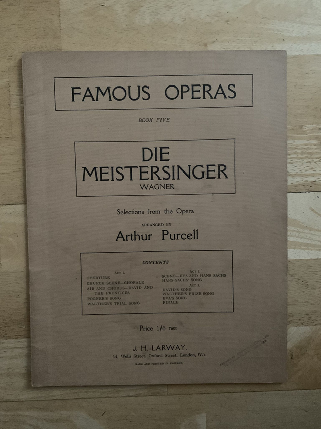 Famous Operas Book 5 Die Meistersinger Wagner selections