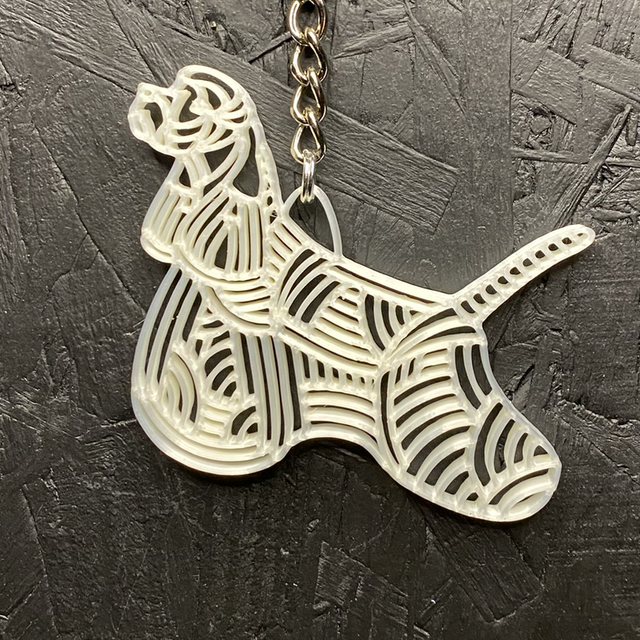 3D - Keychain American Cocker White