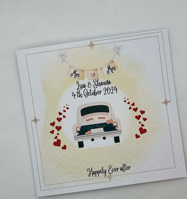 Personalised wedding card. Handmade custom wedding card for newlyweds. Personalised items available