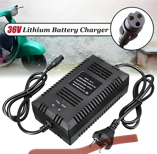 Chargeur 3 broches de Batterie au plomb 36V pour Scooter Moto Vélo Électrique 