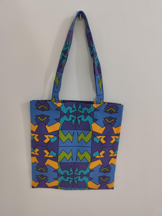 Tote bag bleu/jaune (45cmx40cm) 
