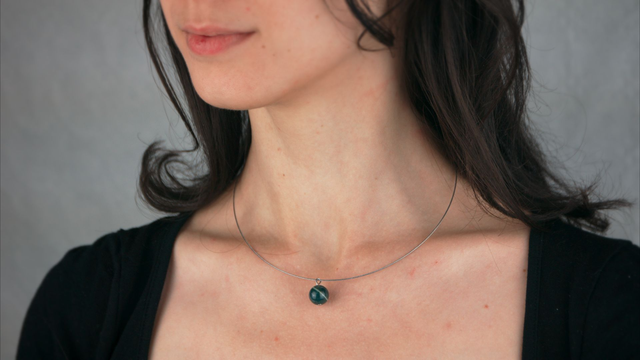 Collier pendentif agate mousse