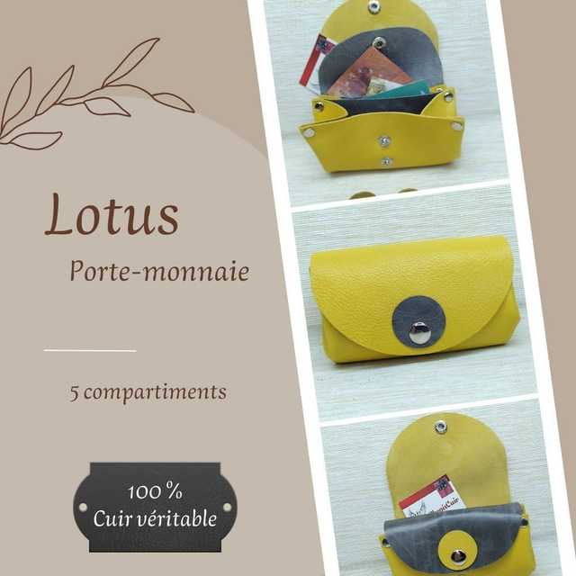 LOTUS Porte monnaie et Carte - Jaune