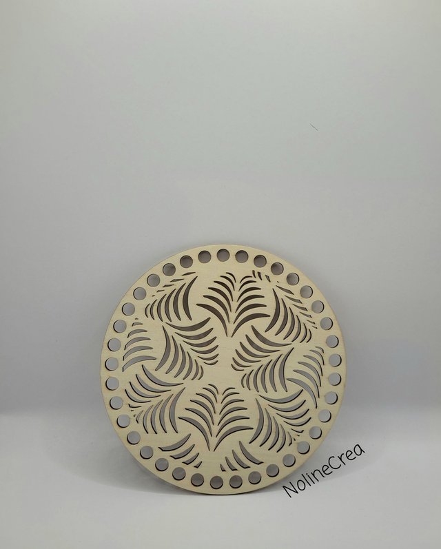Base ronde en bois sculpté 15 cm, base ronde bois pour crochet ou tricot