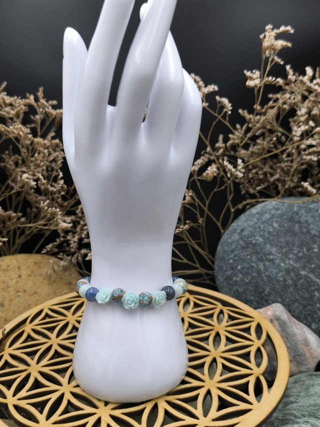 BP.039 Bracelet roses, bleu