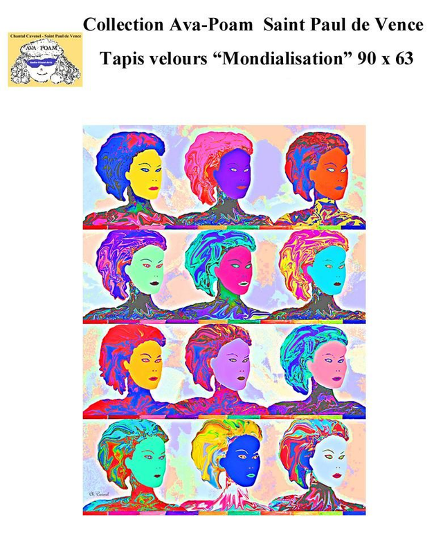 Tapis velours "Mondialisation"  90×63 cm