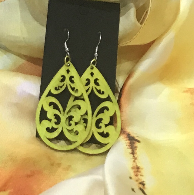 Yellow Wood Dangling Earrings- SWDE22