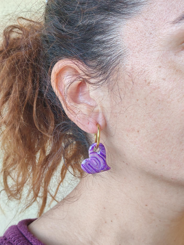 Choupettes Cœur Réversible Violette effet Pierre