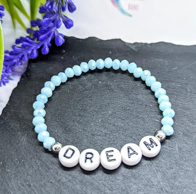 Baby Blue Ceramic Beaded &quot;Dream&quot; Children&#039;s Stretch Bracelet 