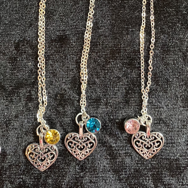 Birthstone necklaces, silver 925 chain