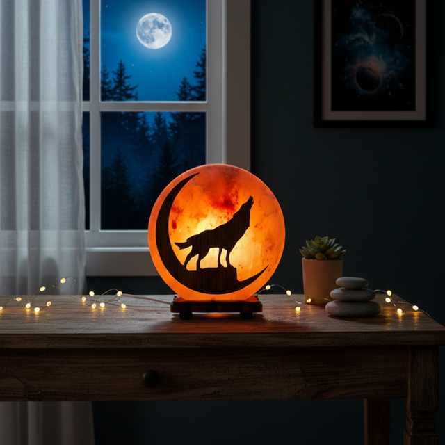 Lampe de Sel d&#039;Himalaya rose à frame - Loup