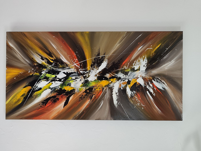 Tableau abstrait coloré sur toile grand format - œuvre d'art originale signée