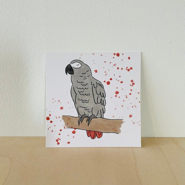 Kleine kaart grijze roodstaart, 10 x 10 cm