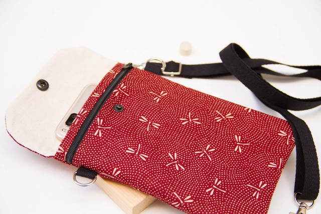 Bolso para móvil Libélulas en Rojo Granate