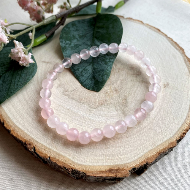 Bracelet perles quartz rose