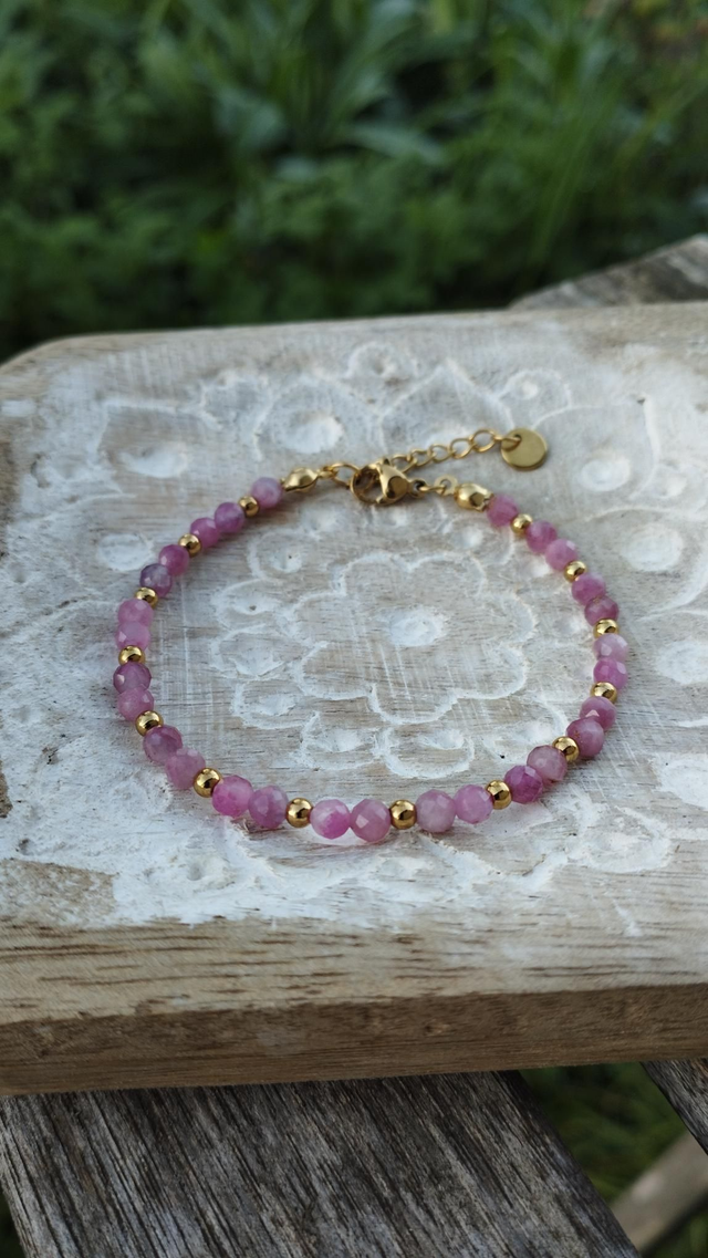Bracelet en Tourmaline rose facettée 