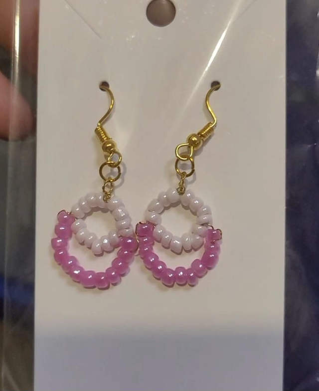 Boucles d'oreilles perlées rose/blanc