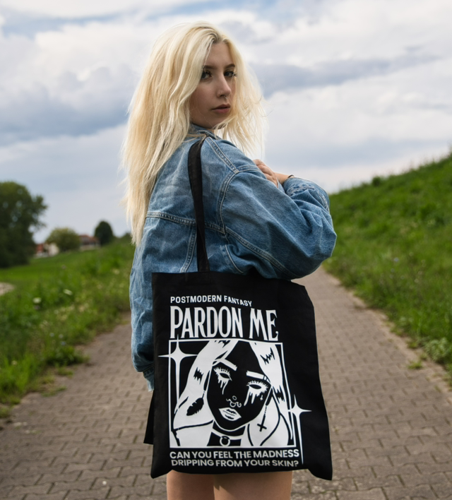 Jutebeutel - „Pardon Me“ Black White